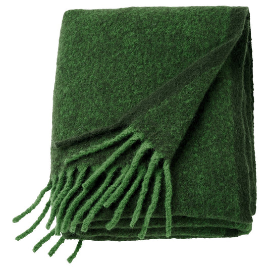 KLIPPOXEL throw, dark green, 130x170 cm