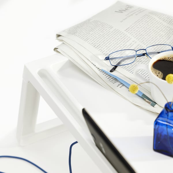 KLIPSK bed tray, white, 56x36 cm