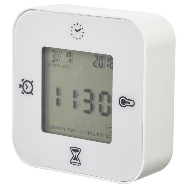 Ikea KLOCKIS - Clock/thermometer/alarm/timer, white,7x7 cm