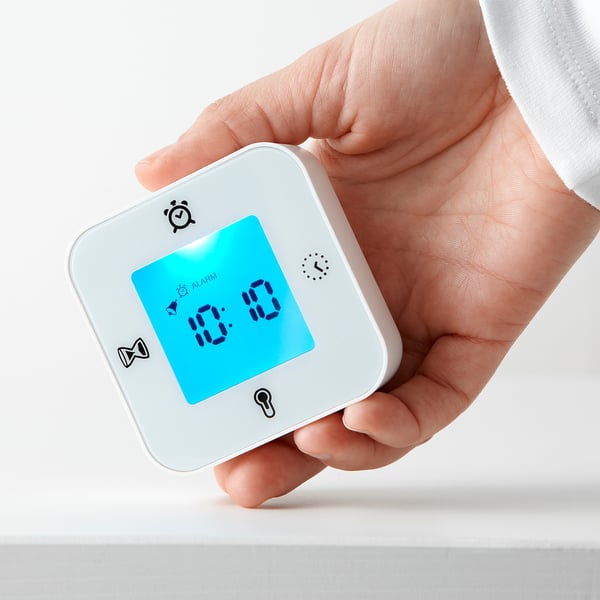 KLOCKIS clock/thermometer/alarm/timer, white, 7x7 cm