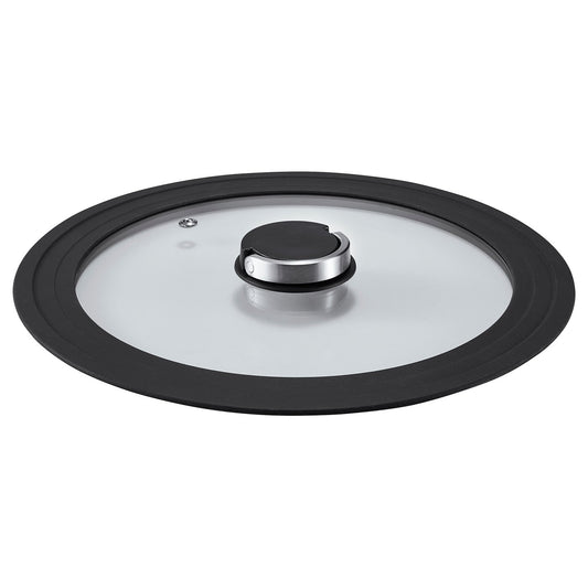 KLOCKREN lid, glass/dark grey, 24/26/28 cm