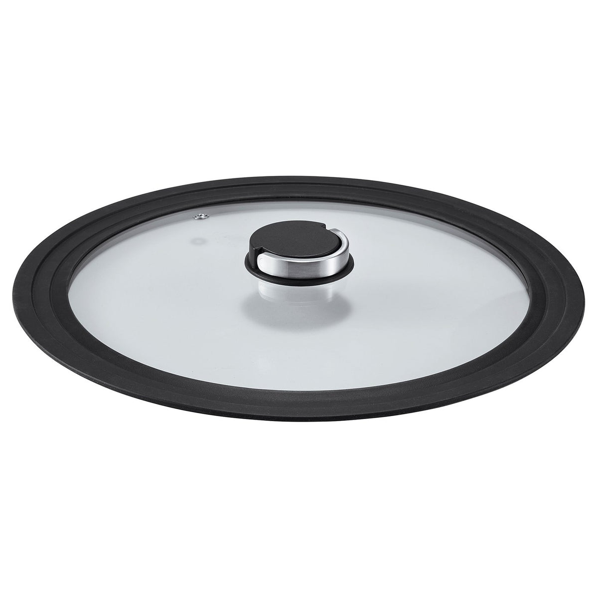 KLOCKREN lid, glass/dark grey, 28/30/32 cm