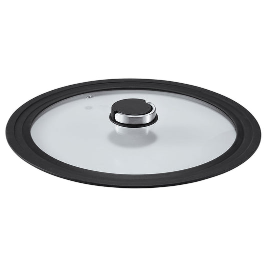 KLOCKREN lid, glass/dark grey, 28/30/32 cm