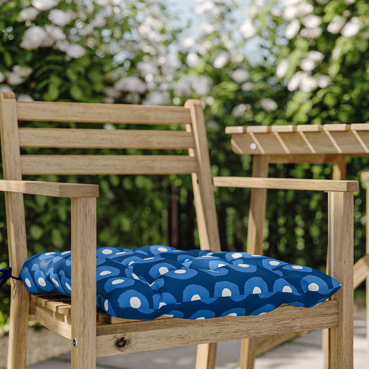 KLÖSAN chair cushion, outdoor, dark blue, 44x44 cm
