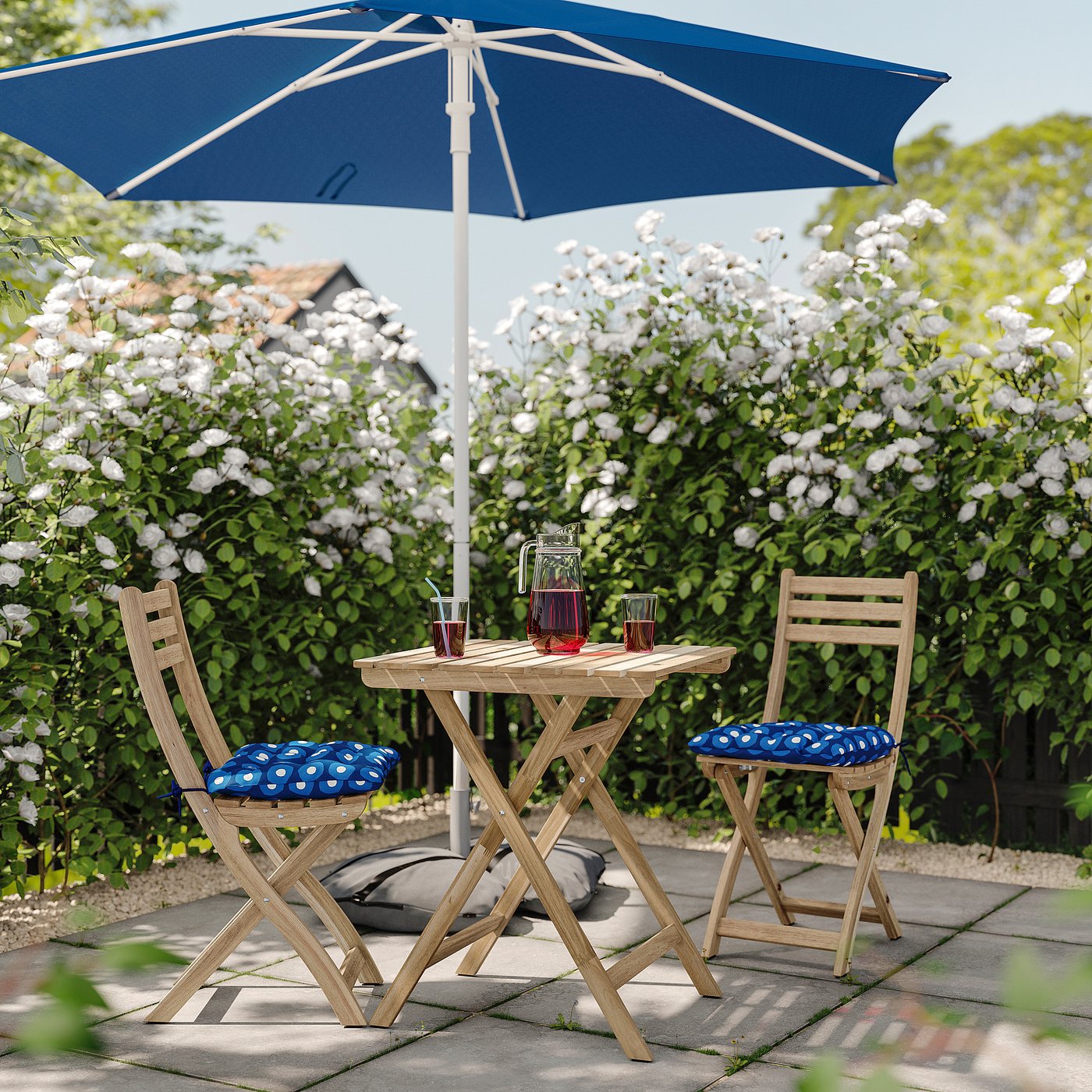 KLÖSAN chair cushion, outdoor, dark blue, 36x32 cm