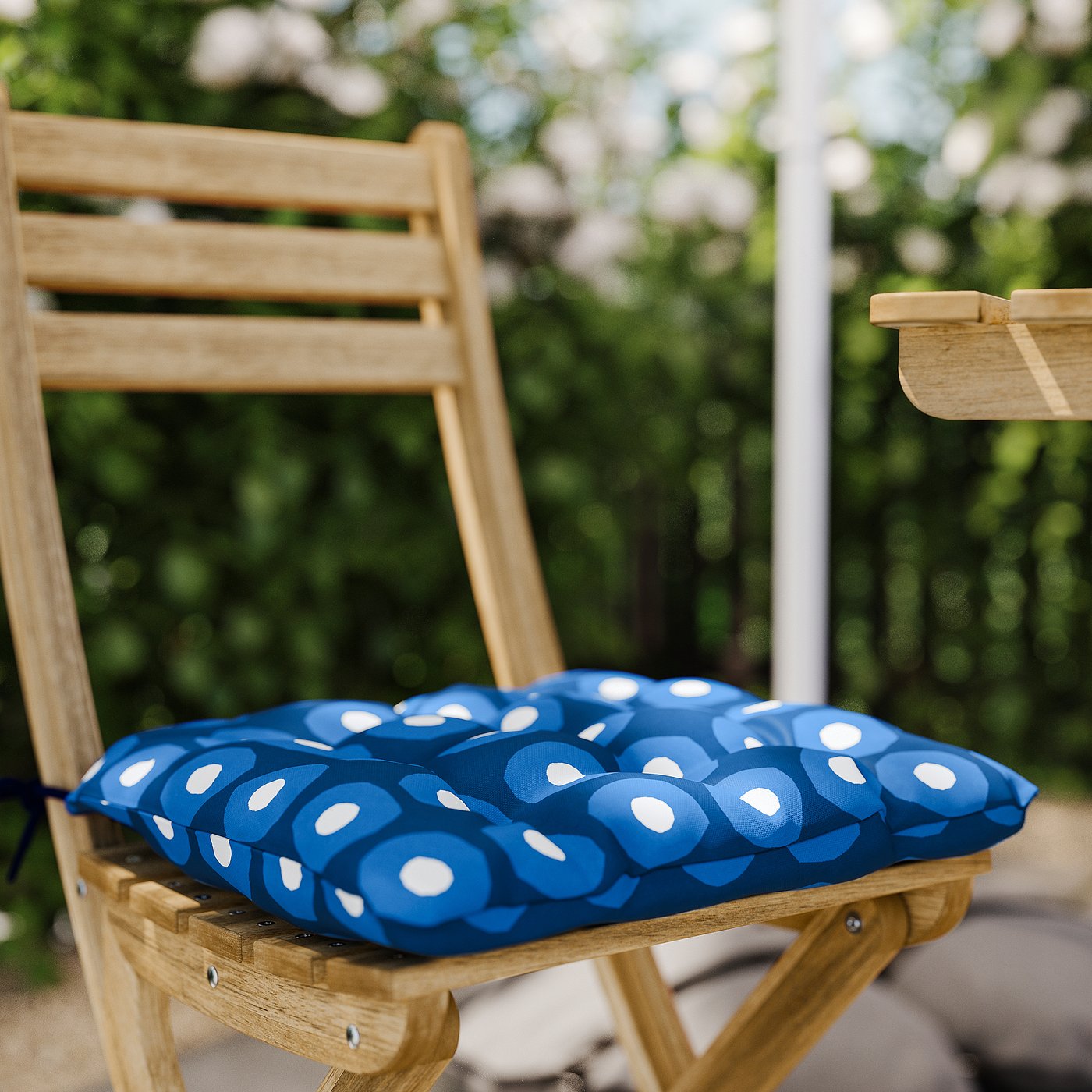 KLÖSAN chair cushion, outdoor, dark blue, 36x32 cm