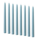 KLOKHET unscented taper candle, pale blue, 25 cm 6 hr, 8 pack