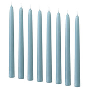 KLOKHET unscented taper candle, pale blue, 25 cm 6 hr, 8 pack