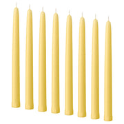 KLOKHET unscented taper candle, pale yellow, 25 cm 6 hr, 8 pack