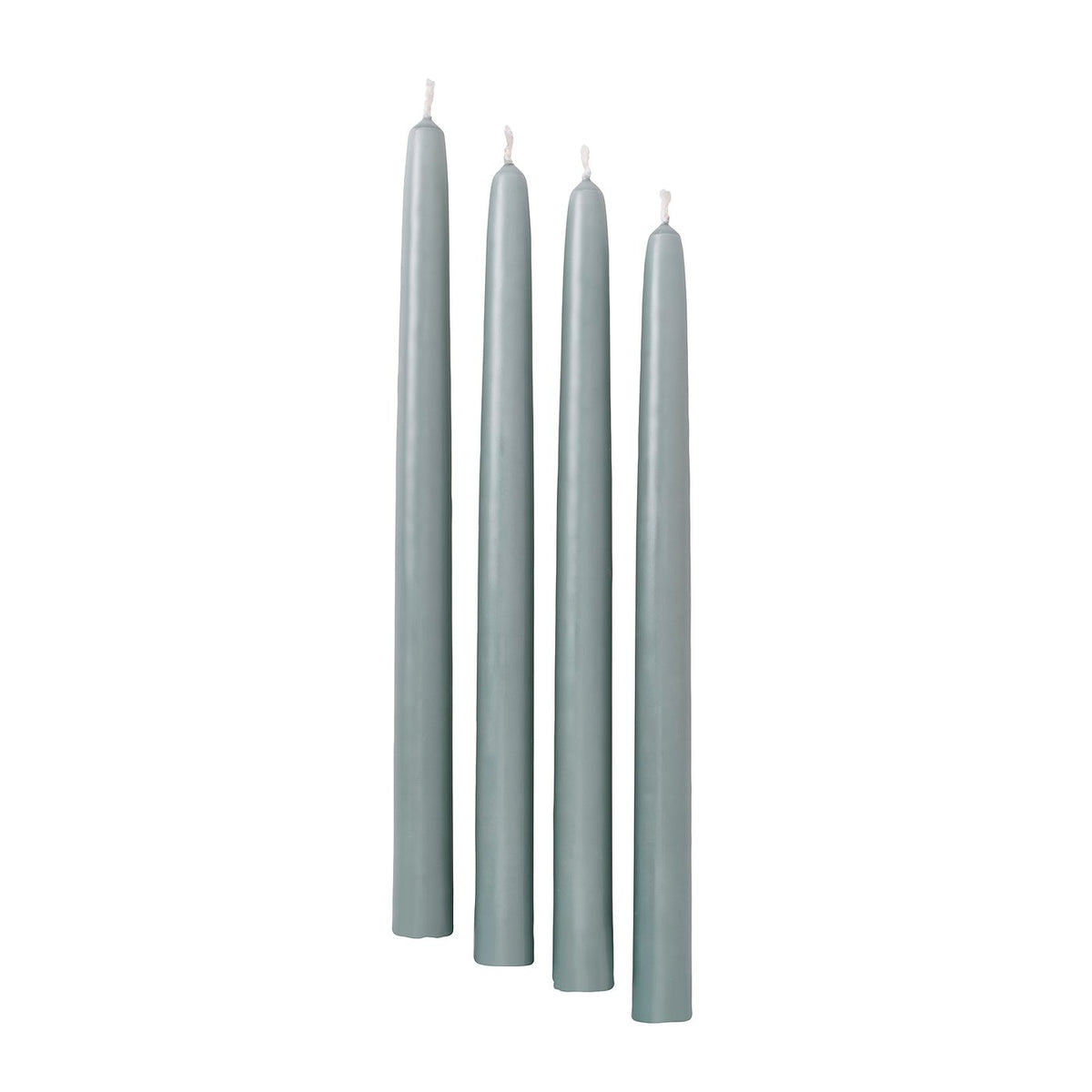 KLOKHET unscented taper candle, dark grey-green, 25 cm, 4 pack