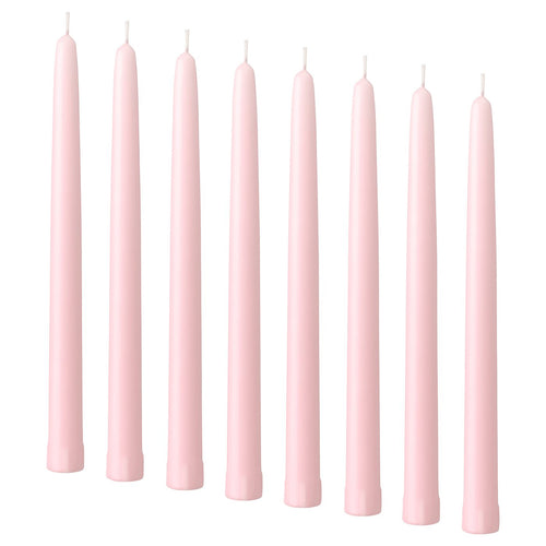KLOKHET unscented taper candle, light pink, 22 mm, 8 pack