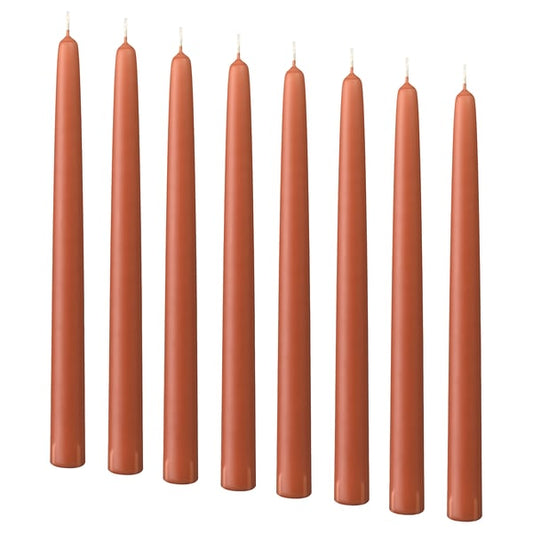 KLOKHET Unscented candle, dark orange, 25 cm