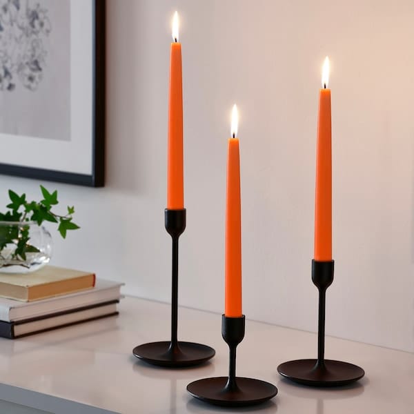 Ikea KLOKHET - Fragrance-free candle, orange,25 cm