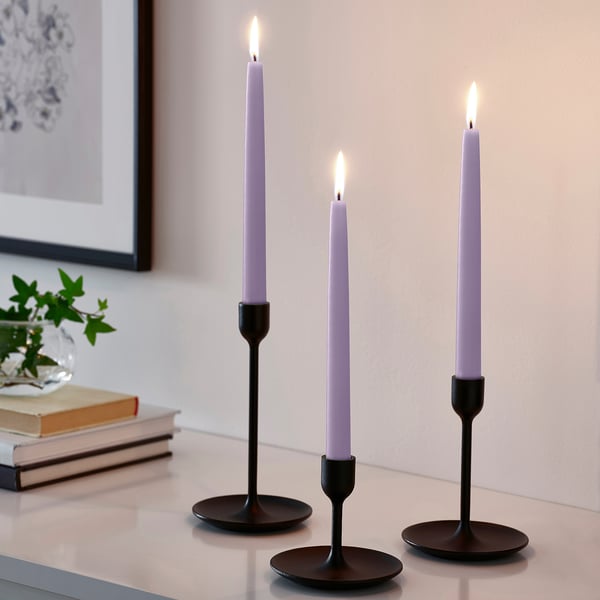 KLOKHET - KLOKHET Unscented candle, lilac, 25 cm