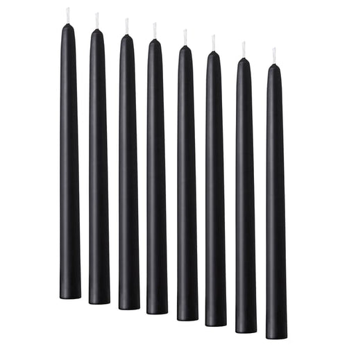 KLOKHET unscented candle, black, 22 mm, 8 pack