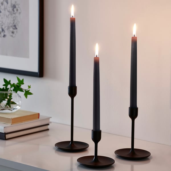KLOKHET Unscented candle, black, 25 cm