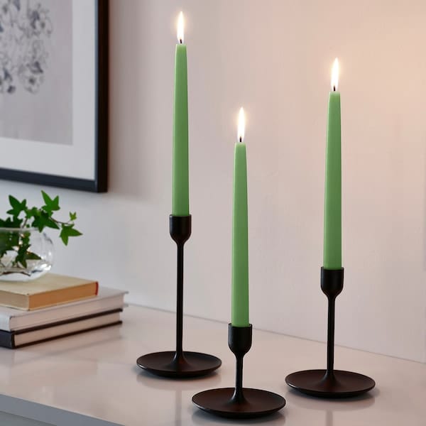 Ikea KLOKHET - Candela senza profumo, verde,25 cm