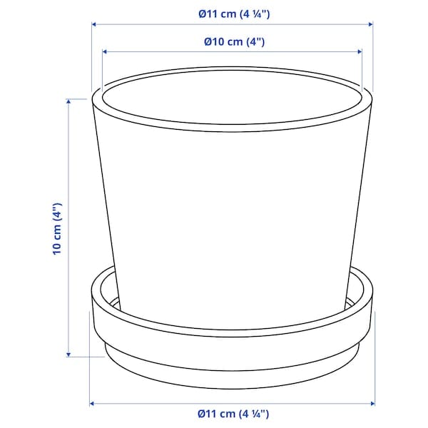 Ikea KLOTLÖNN - Plant pot with saucer, in/outdoor/black-blue, 9 cm