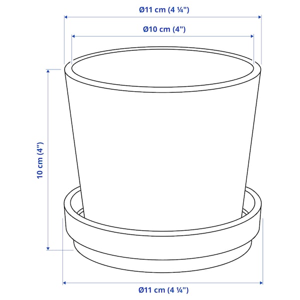 KLOTLÖNN - Plant pot with saucer, in/outdoor/black-blue, 9 cm