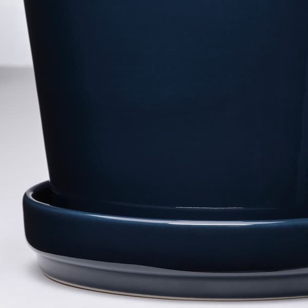 Ikea KLOTLÖNN - Plant pot with saucer, in/outdoor/black-blue, 12 cm