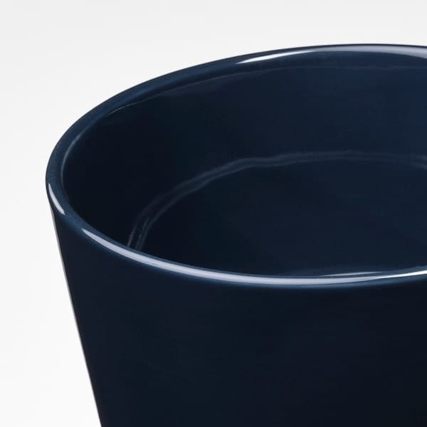Ikea KLOTLÖNN - Plant pot with saucer, in/outdoor/black-blue, 12 cm