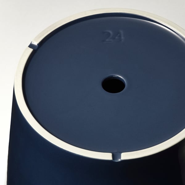 KLOTLÖNN - Vase with saucer, indoor/outdoor/blue-black,24 cm