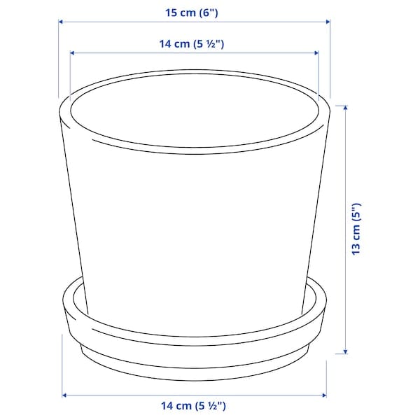 Ikea KLOTLÖNN - Plant pot with saucer, in/outdoor/grey/beige, 12 cm