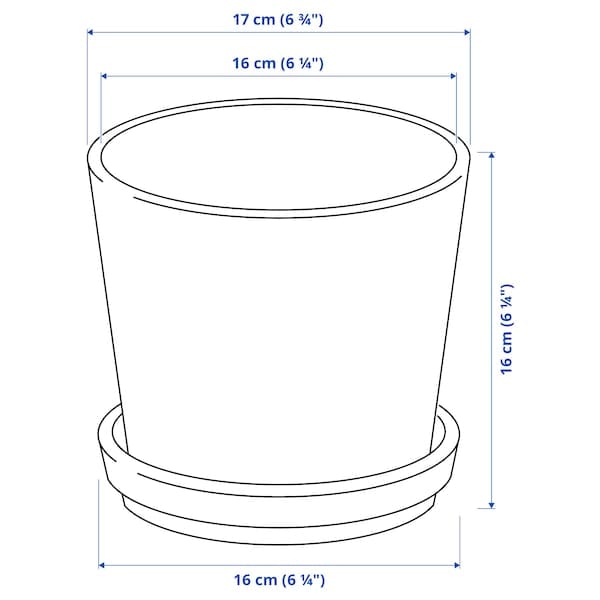 Ikea KLOTLÖNN - Plant pot with saucer, in/outdoor/grey/beige, 15 cm