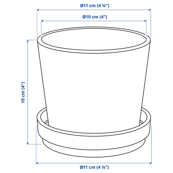 KLOTLÖNN plant pot with saucer, in/outdoor/grey/beige, 9 cm