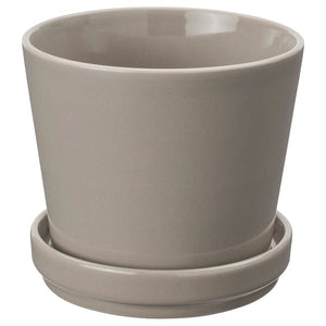 Ikea KLOTLÖNN - Plant pot with saucer, in/outdoor/grey/beige, 12 cm