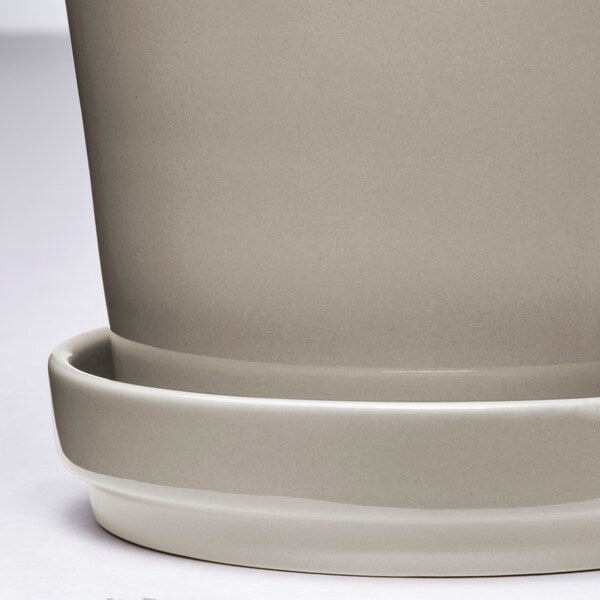 KLOTLÖNN - Plant pot with saucer, in/outdoor/grey/beige, 9 cm