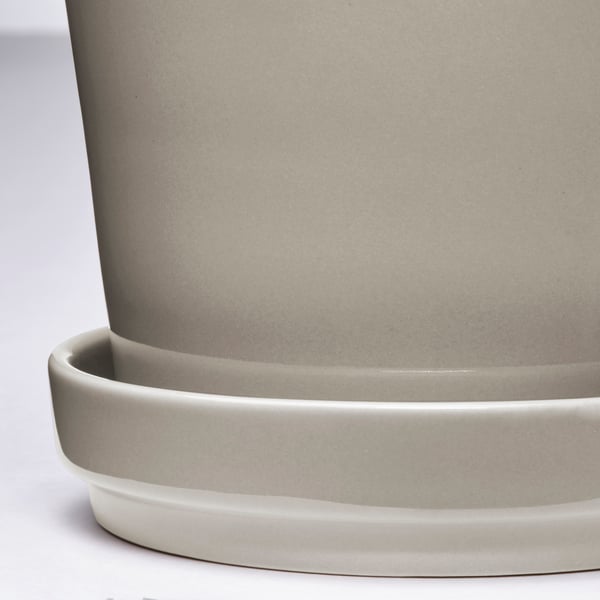 KLOTLÖNN plant pot with saucer, in/outdoor/grey/beige, 9 cm