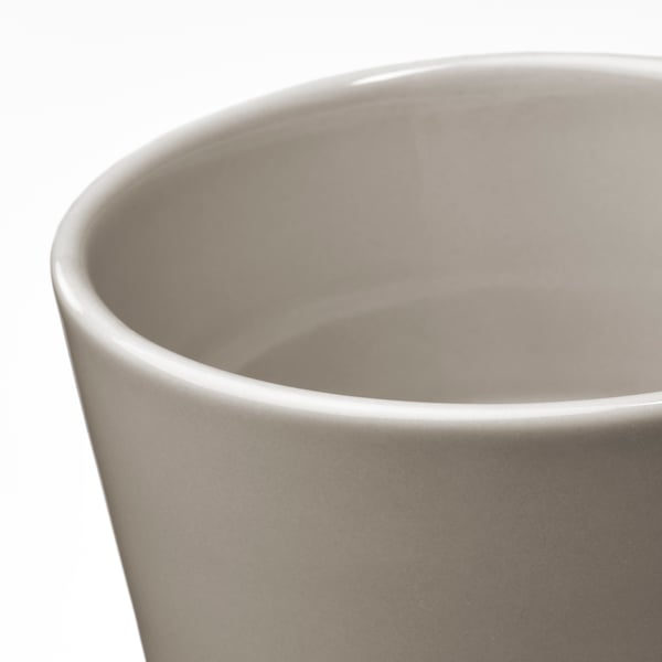 KLOTLÖNN plant pot with saucer, in/outdoor/grey/beige, 9 cm
