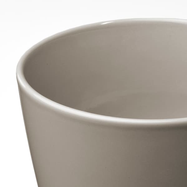 KLOTLÖNN - Plant pot with saucer, in/outdoor/grey/beige, 12 cm