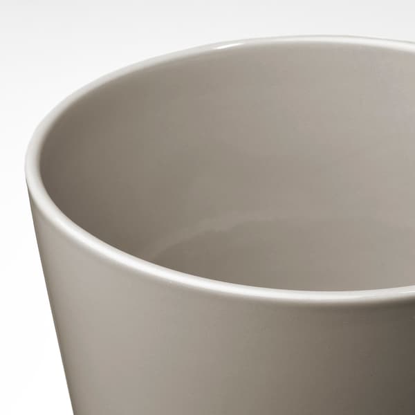 KLOTLÖNN - Plant pot with saucer, in/outdoor/grey/beige, 24 cm