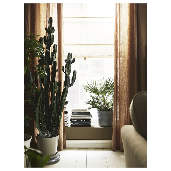 KLOTLÖNN plant pot with saucer, in/outdoor/grey/beige, 24 cm