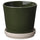 KLOTLÖNN plant pot with saucer, in/outdoor/dark grey-green light beige, 15 cm