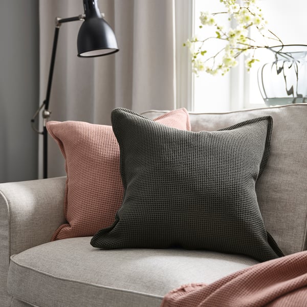 KLOTSTARR - Cushion cover, anthracite,50x50 cm