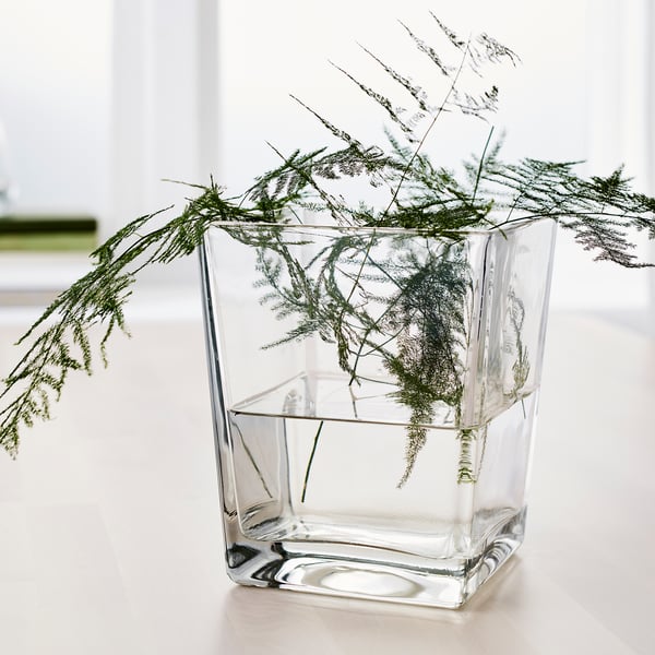 KLOTTRIG vase, clear glass, 17 cm
