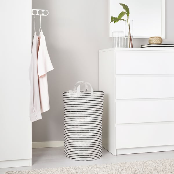 KLUNKA laundry bag, white/black, 60 l