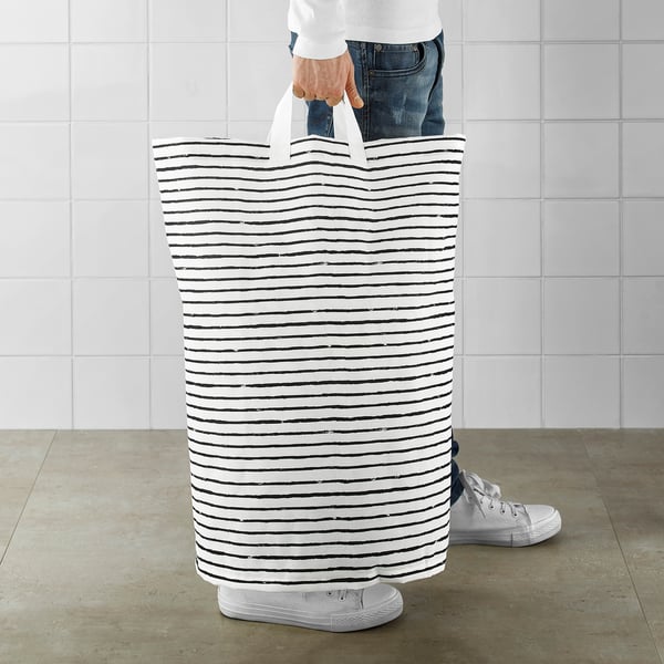 KLUNKA - Laundry bag, white/black, 60 l