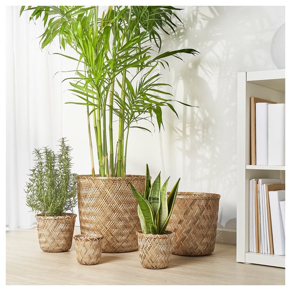 KLYNNON plant pot, handmade bamboo, 15 cm