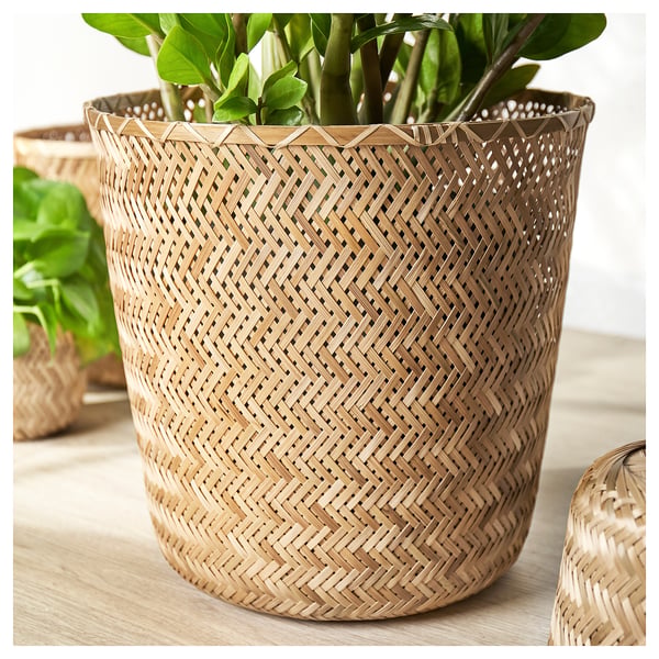 KLYNNON plant pot, handmade bamboo, 32 cm