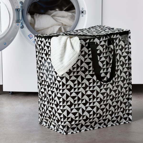 KNALLA bag, black/white, 40x25x47 cm/47 l
