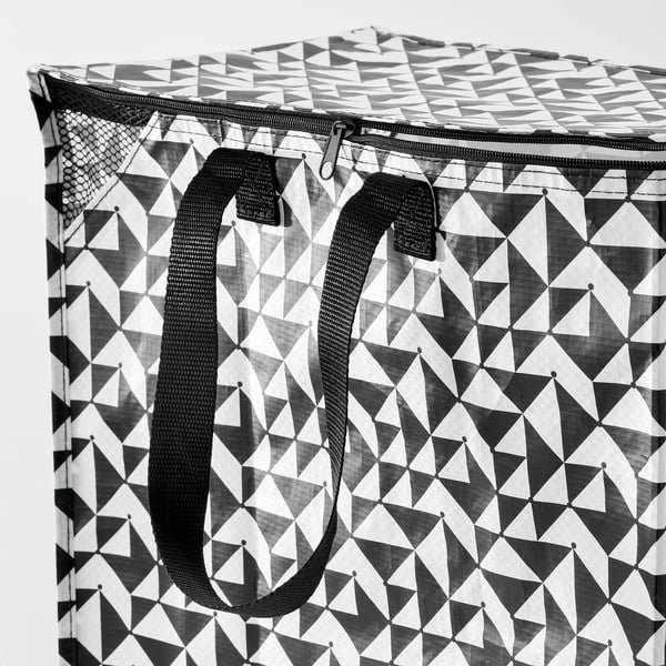 KNALLA bag, black/white, 40x25x47 cm/47 l