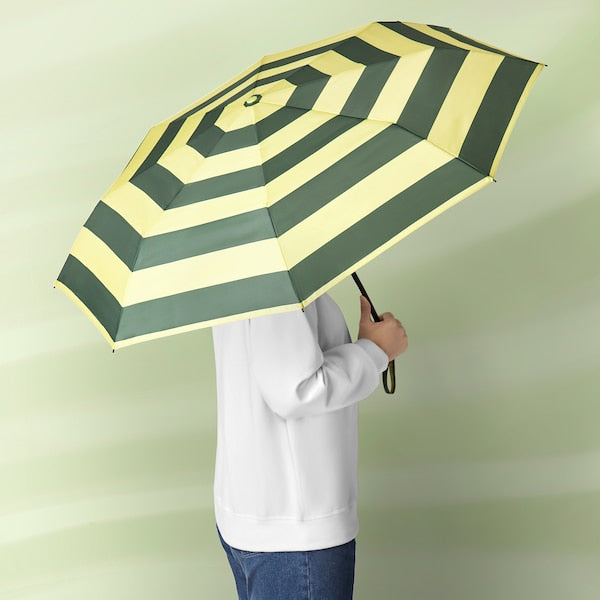 KNALLA - Umbrella, foldable green/stripe