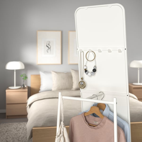 KNAPPER standing mirror, white, 48x160 cm