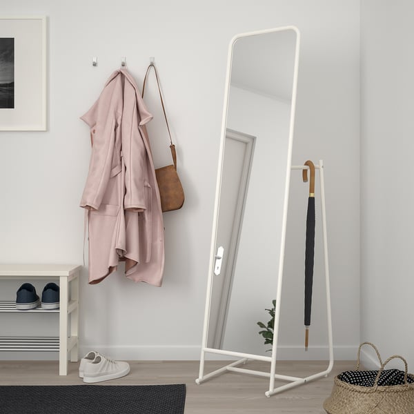 KNAPPER standing mirror, white, 48x160 cm
