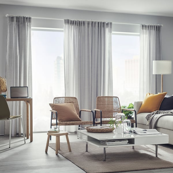 KNARDRUP Rug, low pile - light grey 133x195 cm , 133x195 cm