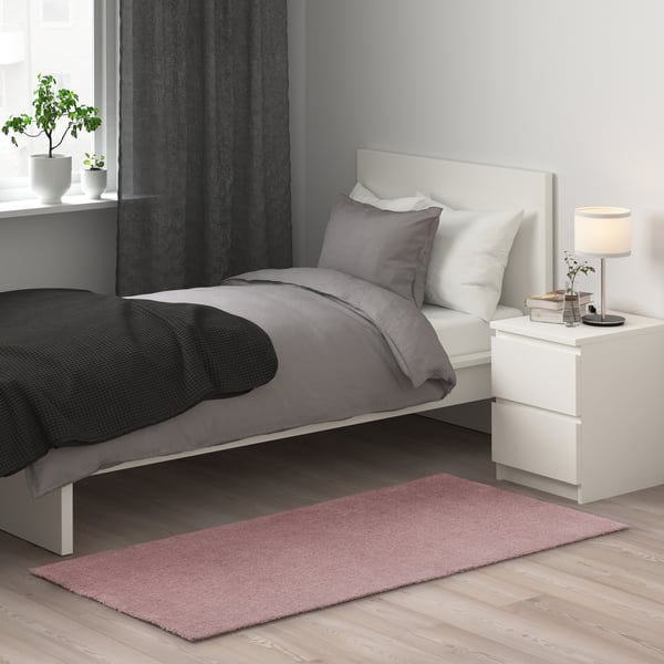 KNARDRUP rug, low pile, pale pink, 80x150 cm